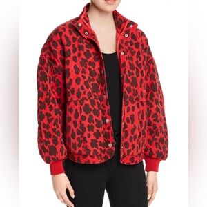 Blank NYC Red Leopard Quilted Jacket Sz Small